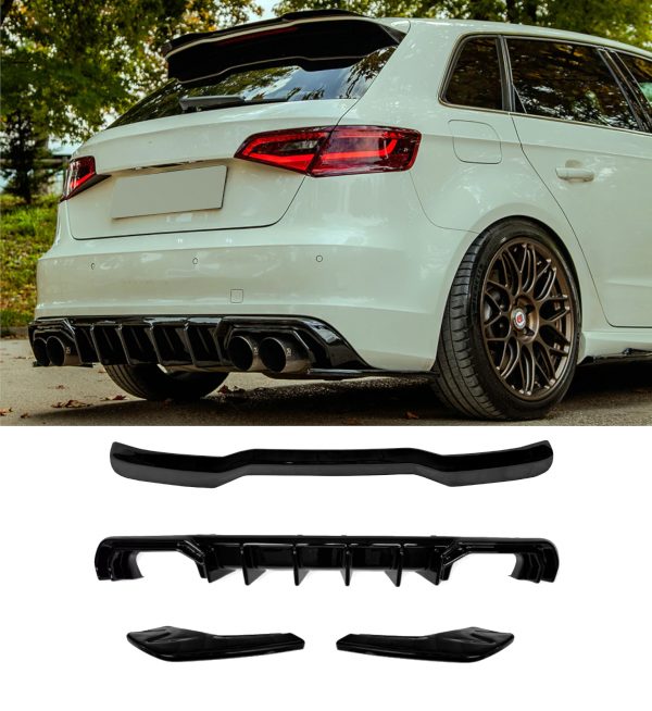 AUDI A3 S3 8V SPORTBACK BODYKIT DIFFUSER SPOILER SKIRTS BLACK PRE-FACELIFT 2013+ - Image 2