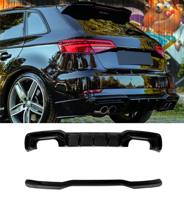 AUDI A3 S3 8V SPORTBACK BODYKIT DIFFUSER SPLITTER SPOILER SKIRTS GLOSS BLACK FACELIFT - Image 2
