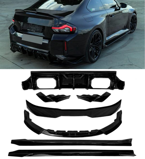 BMW M2 G87 BODYKIT FRONT SPLITTER DIFFUSER SPOILER SIDE SKIRTS GLOSS BLACK 2023+