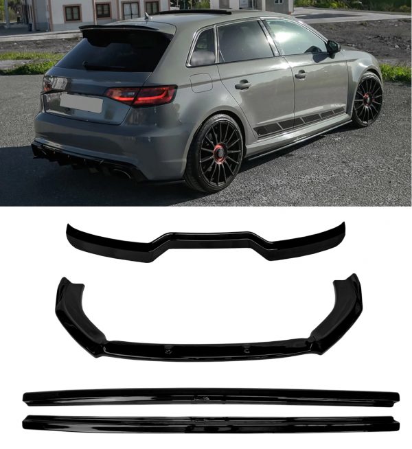 AERO BODY KIT SPLITTER SPOILER SKIRTS GLOSS BLACK AUDI RS3 8V SPORTBACK FACELIFT