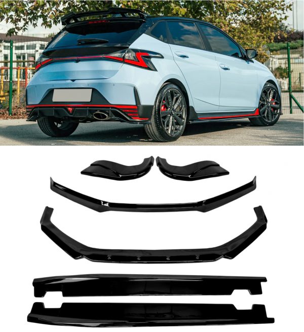 AERO BODY KIT SPLITTER SPOILER SKIRTS GLOSS BLACK FOR HYUNDAI i20 N MK3 20+