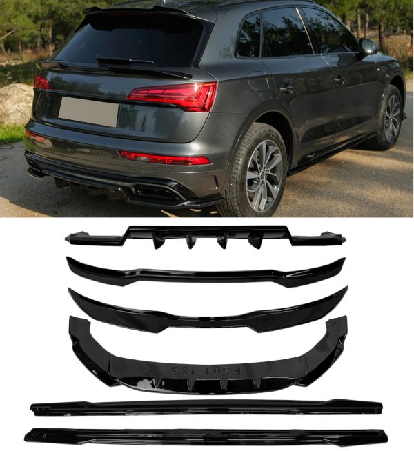 AERO BODY KIT SPLITTER DIFFUSER SPOILER GLOSS BLACK AUDI Q5 S-LINE MK2 FACELIFT