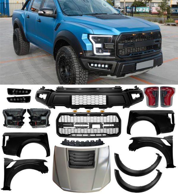 FOR FORD RANGER T6 T7 T8 2012-2022 CONVERSION BODY KIT F150 LOOK BUMPER BONNET WINGS