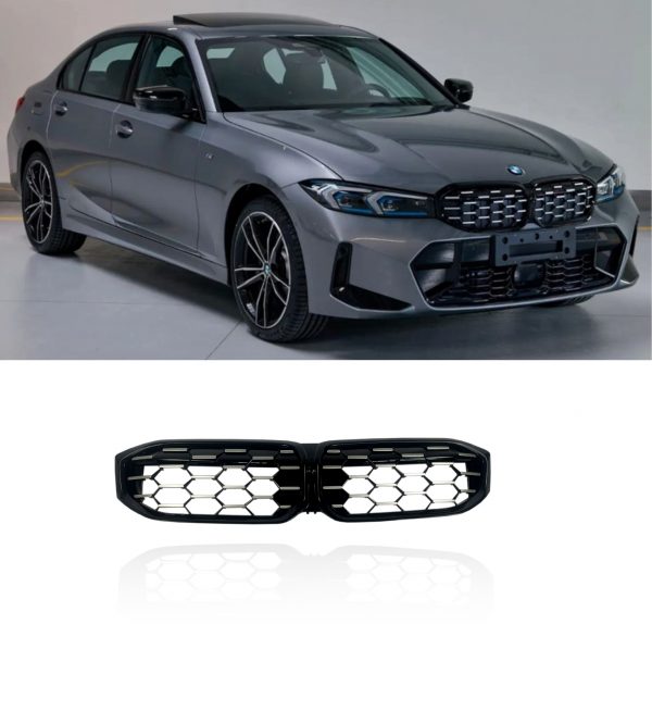 FRONT GRILLE DIAMOND STYLE SILVER & BLACK FOR BMW 3 SERIES G20 G21 LCI 2021+