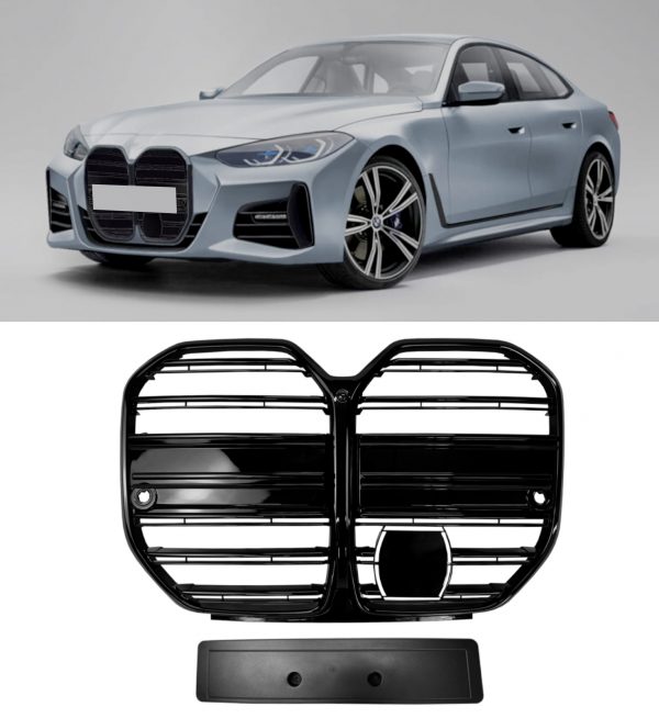 FRONT GRILLE KIDNEY GRILLE GLOSS BLACK FOR BMW 4 SERIES G26 GRAN COUPE 2020+