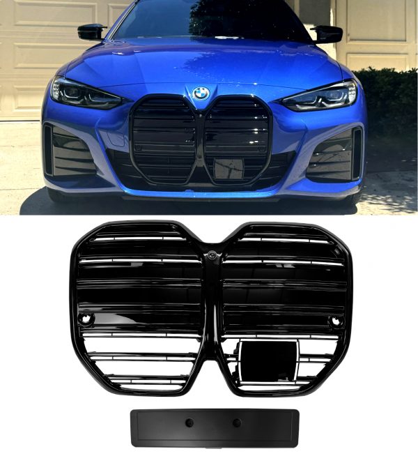 FRONT GRILLE KIDNEY GRILLE GLOSS BLACK FOR BMW i4 GRAN COUPE G26i 2021-2024