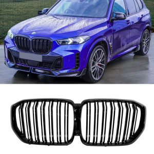 FRONT GRILLE DOUBLE SLAT GRILLE GLOSS BLACK FOR BMW X5 SERIES G05 LCI 2023+