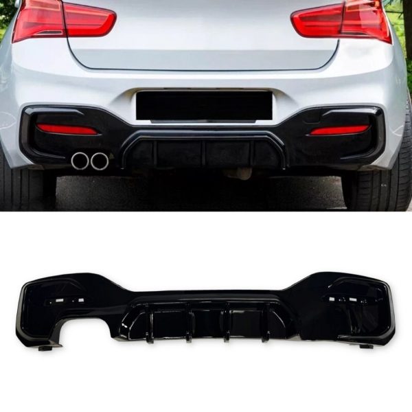 REAR BUMPER DIFFUSER TWIN LEFT GLOSS BLACK FOR BMW 1 SERIES F20 F21 M SPORT LCI