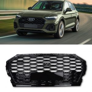 FRONT HONEYCOMB MESH GRILLE RSQ5 LOOK GLOSS BLACK FOR AUDI Q5 SQ5 80A 2021+