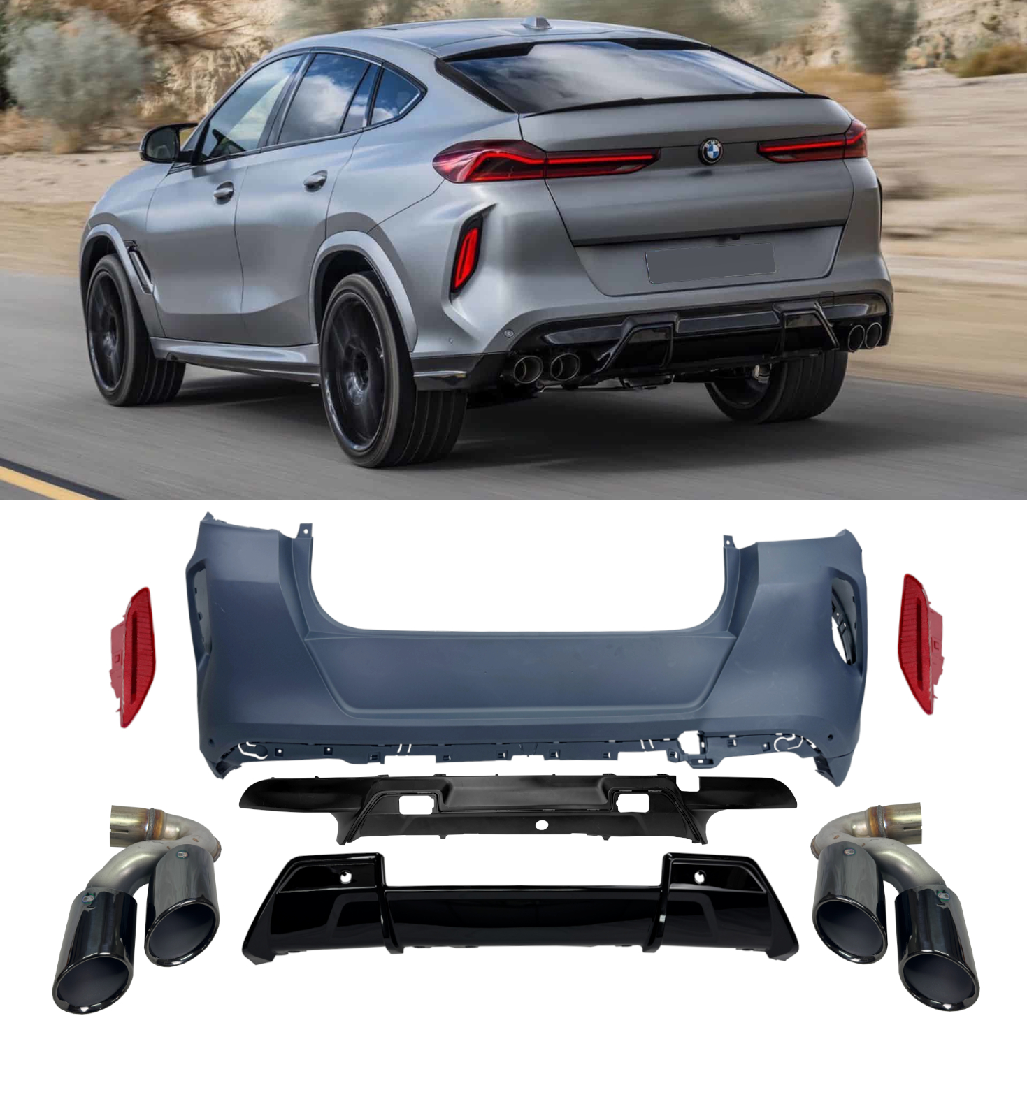 FOR BMW X6 G06 PRE-LCI TO X6M LCI LOOK CONVERSION BODY KIT BUMPER LIGHTS EXHAUST - Image 4