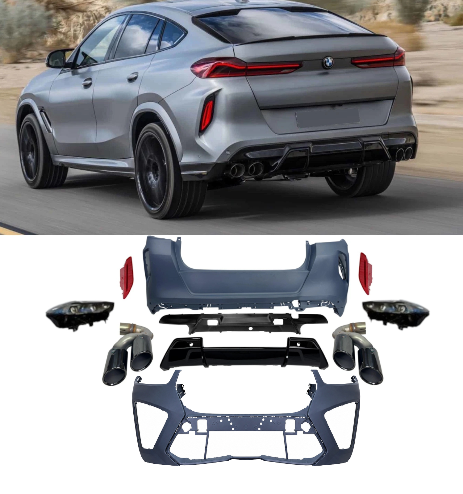 FOR BMW X6 G06 PRE-LCI TO X6M LCI LOOK CONVERSION BODY KIT BUMPER LIGHTS EXHAUST - Image 12