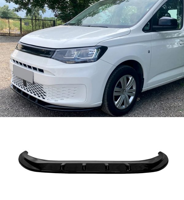 FRONT LIP SPLITTER LIP SPOILER GLOSS BLACK FOR VW CADDY MK5 2021+