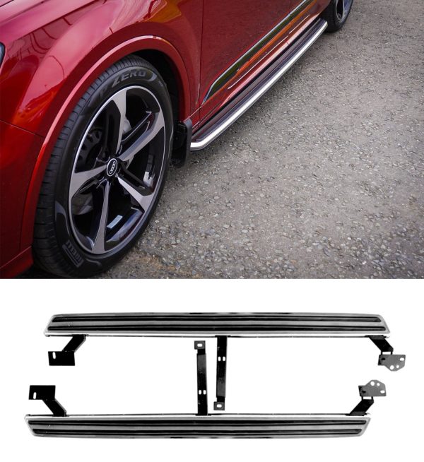 AUDI Q8 2019+ OEM STYLE SIDE STEPS BAR RUNNING BOARDS SILVER 100% OEM FIT