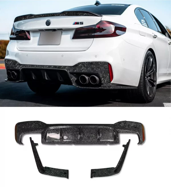 REAR DIFFUSER VALANCE FORGED CARBON FIBRE FOR BMW 5 SERIES M5 F90 2017+ 3 PCS