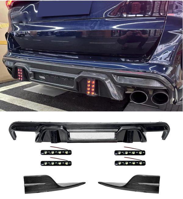 REAR DIFFUSER WITH LED LIGHTS REAL CARBON FIBRE FOR BMW X5M F95 2019-2024