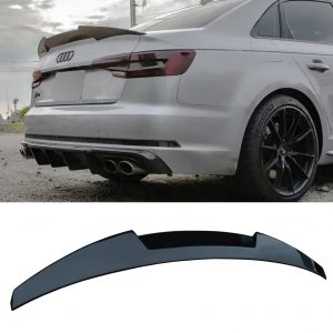 AUDI A4 S4 B9 SALOON REAR BOOT TRUNK SPOILER V STYLE GLOSS BLACK 2016+ OEM FIT