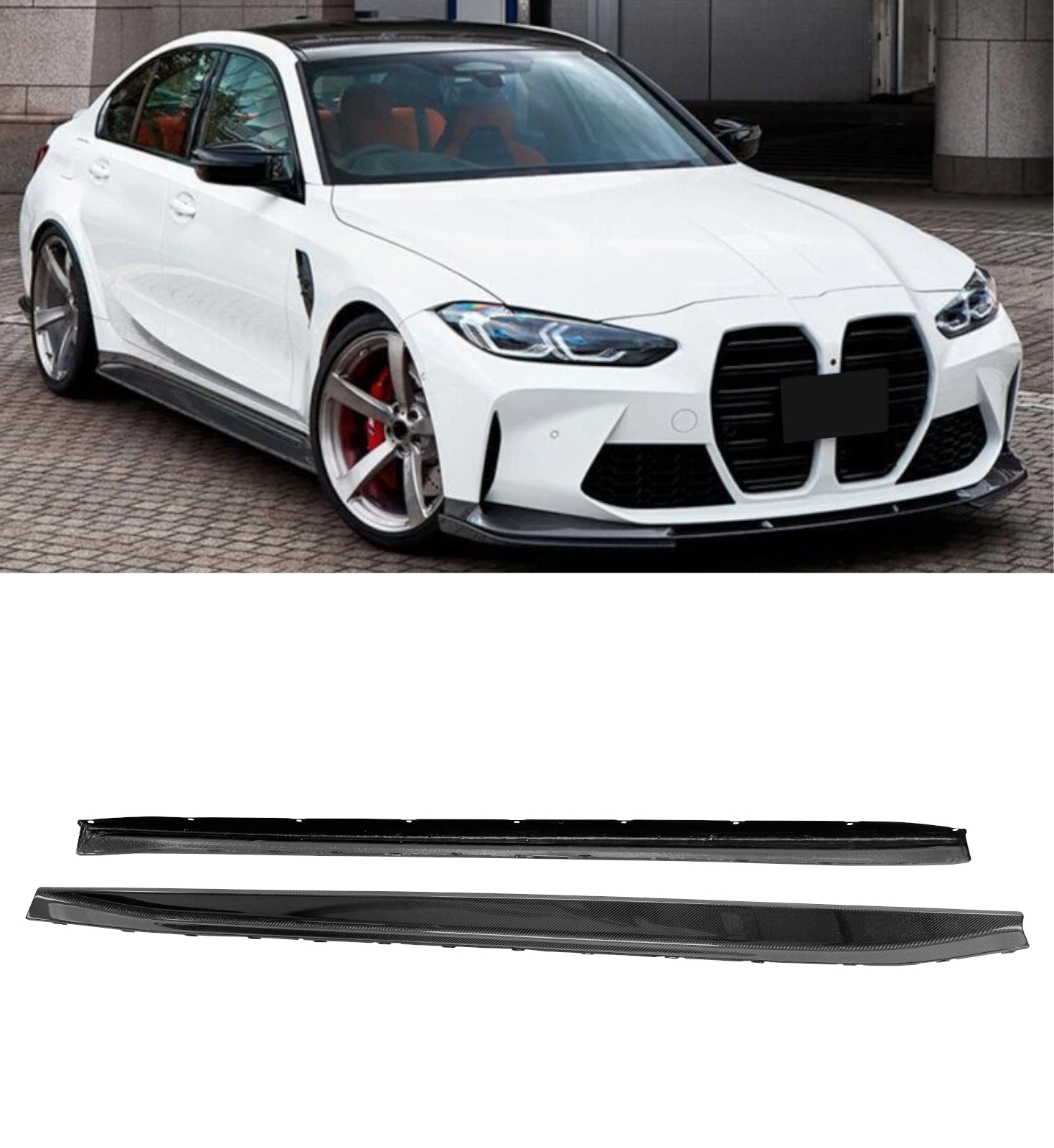 SIDE SKIRTS EXTENSION BLADES REAR CARBON FIBRE FOR BMW M3 G80 G81 2020+ - Image 2