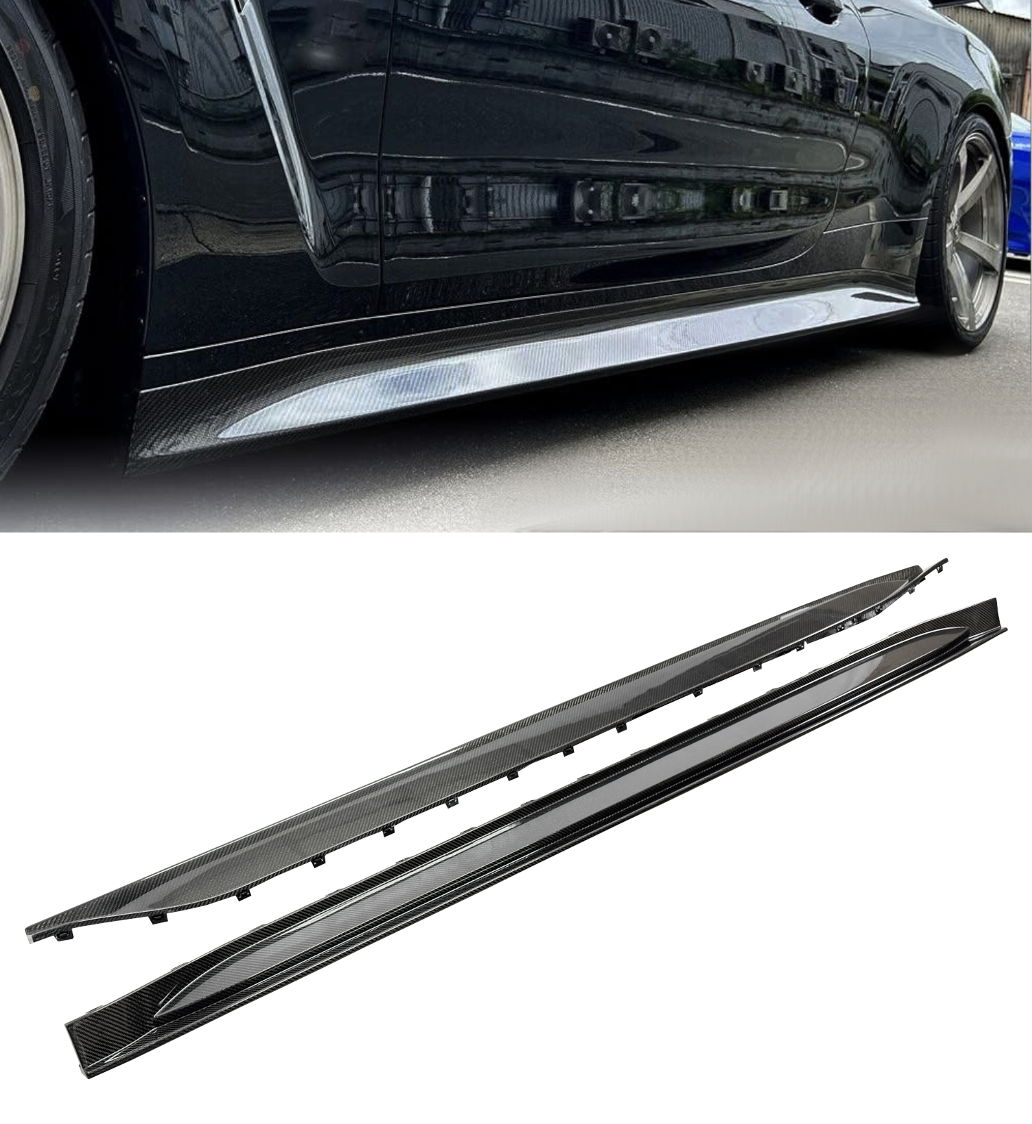 SIDE SKIRTS EXTENSION BLADES REAL CARBON FIBRE FOR BMW M4 G82 G83 2020+