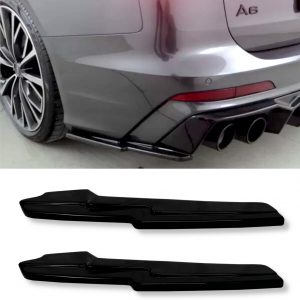 REAR DIFFUSER SIDE SPLITTER GLOSS BLACK FOR AUDI A6 S6 C8/A6 C8 S-LINE SALOON/AVANT 2019+