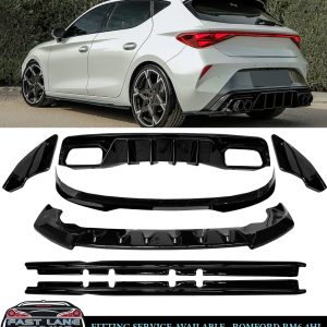 GLOSS BLACK KIT DIFFUSER SPOILER SPLITTER FOR CUPRA LEON MK1 FACELIFT 2024+
