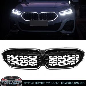 FOR BMW G20 G21 PRE-LCI DIAMOND STYLE FRONT GRILLE WITH LED LIGHTS GLOSS BLACK