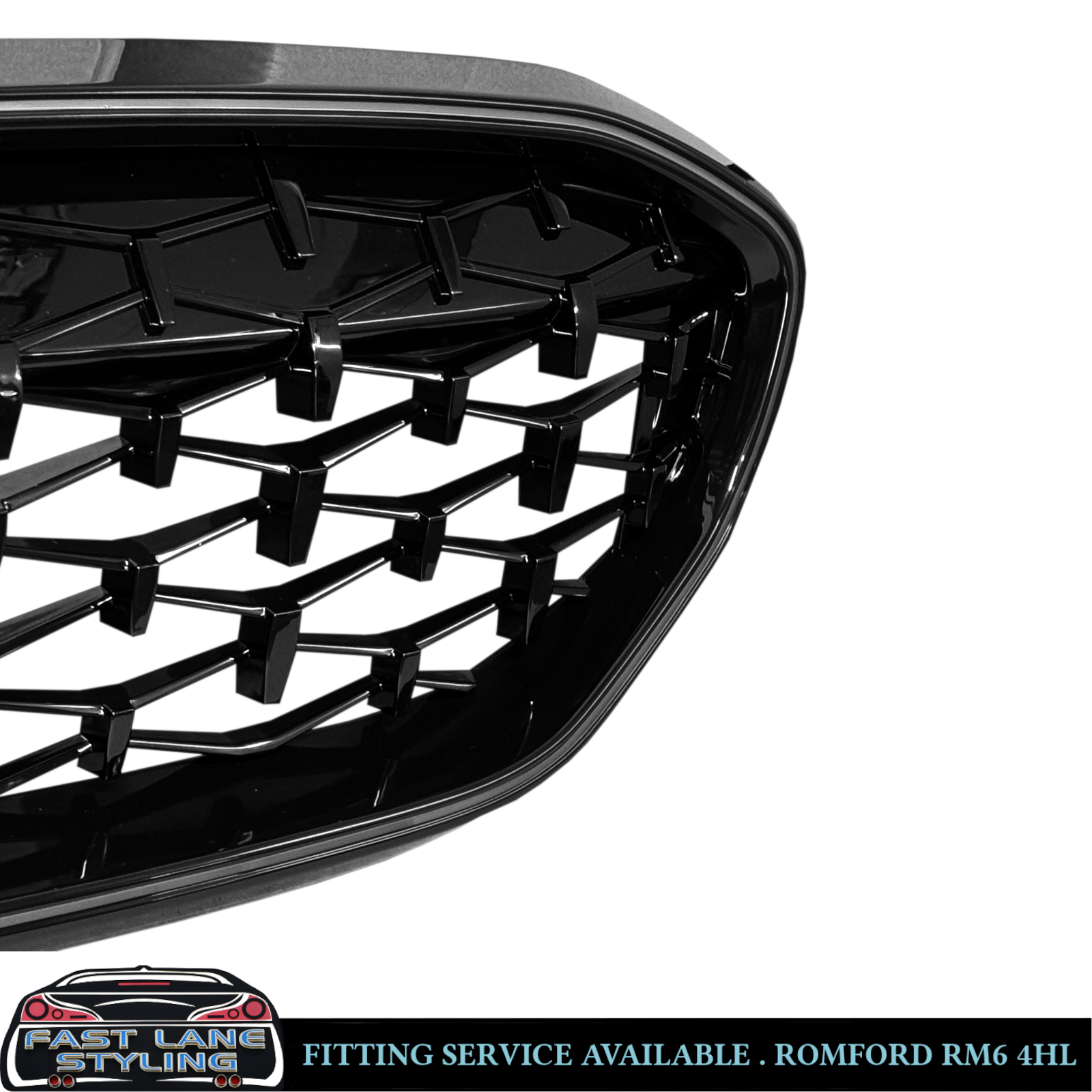 FOR BMW G20 G21 PRE-LCI DIAMOND STYLE FRONT GRILLE WITH LED LIGHTS GLOSS BLACK - Image 5