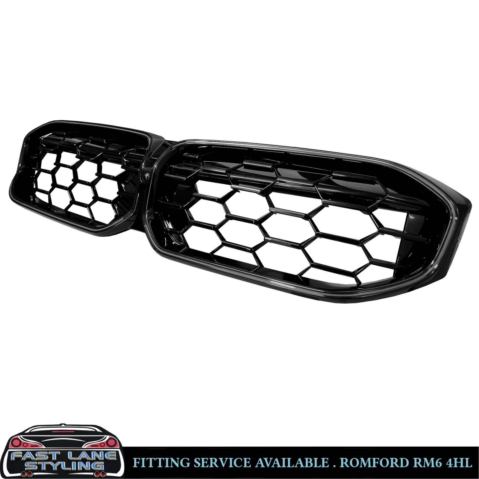 FOR BMW 3 SERIES G20 G21 LCI FRONT GRILLE LED LIGHTS DIAMOND STYLE GLOSS BLACK - Image 7