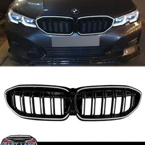 FOR BMW 3 SERIES G20 G21 PRE-LCI FRONT KIDNEY GRILLE WITH LED LIGHTS GLOSS BLACK