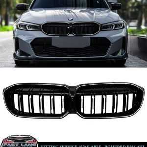 FOR BMW 3 SERIES G20 G21 LCI FRONT KIDNEY GRILLE LED LIGHTS GLOSS BLACK 2022+