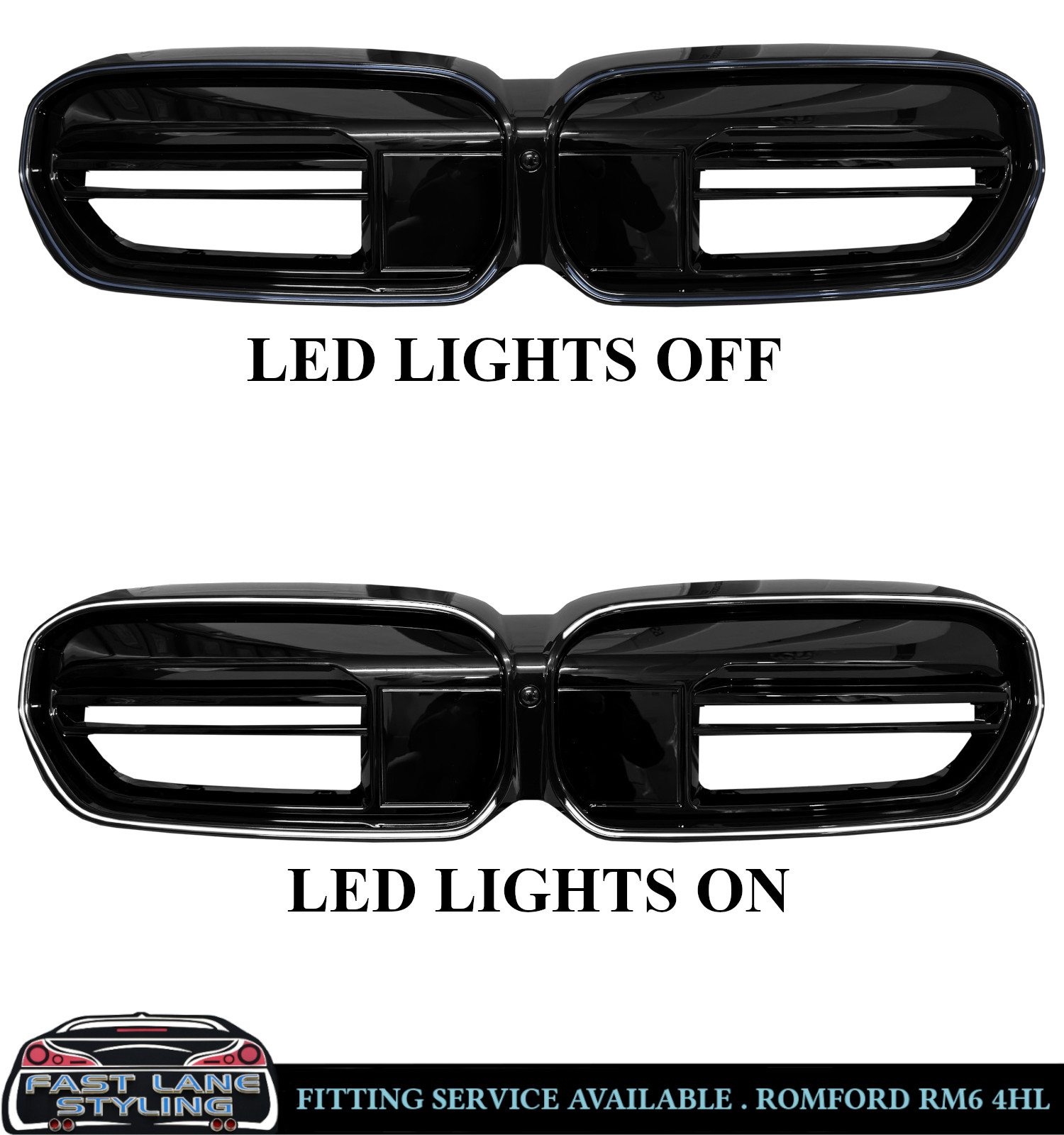 FRONT KIDNEY GRILLE M-LOOK LED LIGHTS GLOSS BLACK FOR BMW 5 SERIES G30 G31 LCI - Image 2