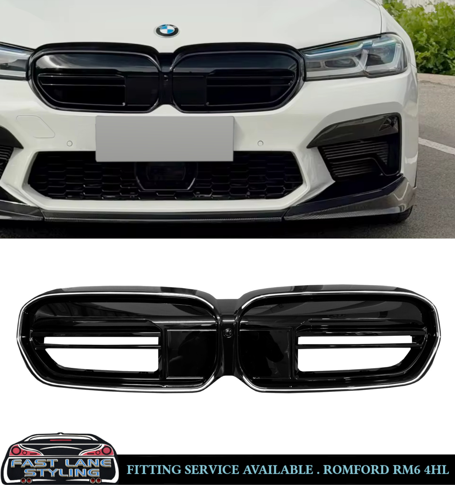 FRONT KIDNEY GRILLE M-LOOK LED LIGHTS GLOSS BLACK FOR BMW 5 SERIES G30 G31 LCI