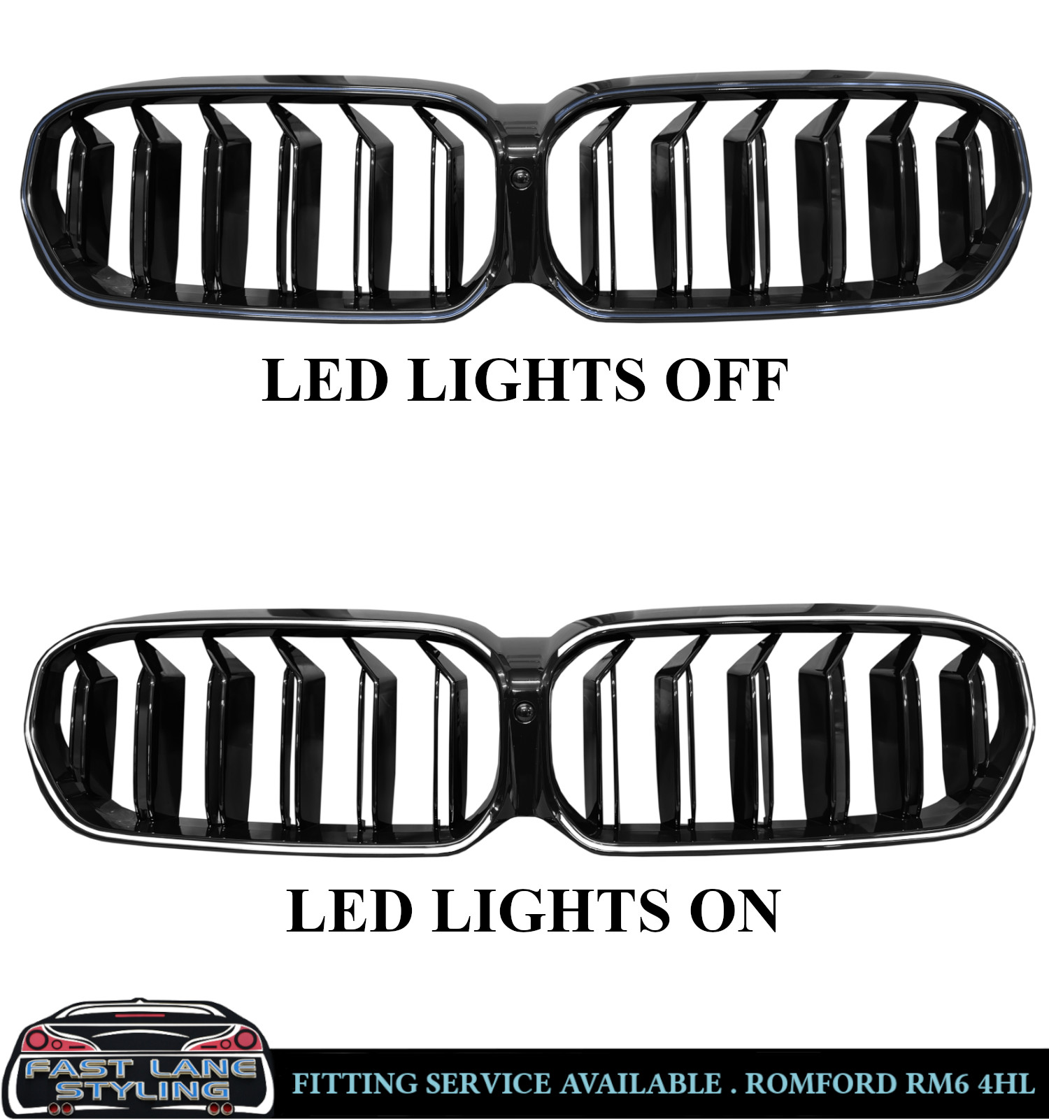 FOR BMW 5 SERIES G30 G31 LCI FRONT KIDNEY GRILLE WITH LED LIGHTS GLOSS BLACK 20+ - Image 2