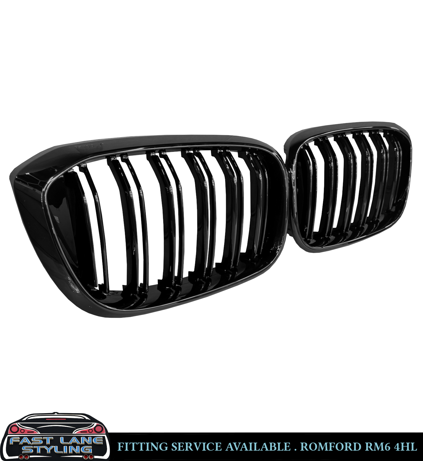 FRONT KIDNEY GRILLE DOUBLE SLAT GLOSS BLACK FOR BMW X3 G01 X4 G02 PRE-LCI 17-21 - Image 2