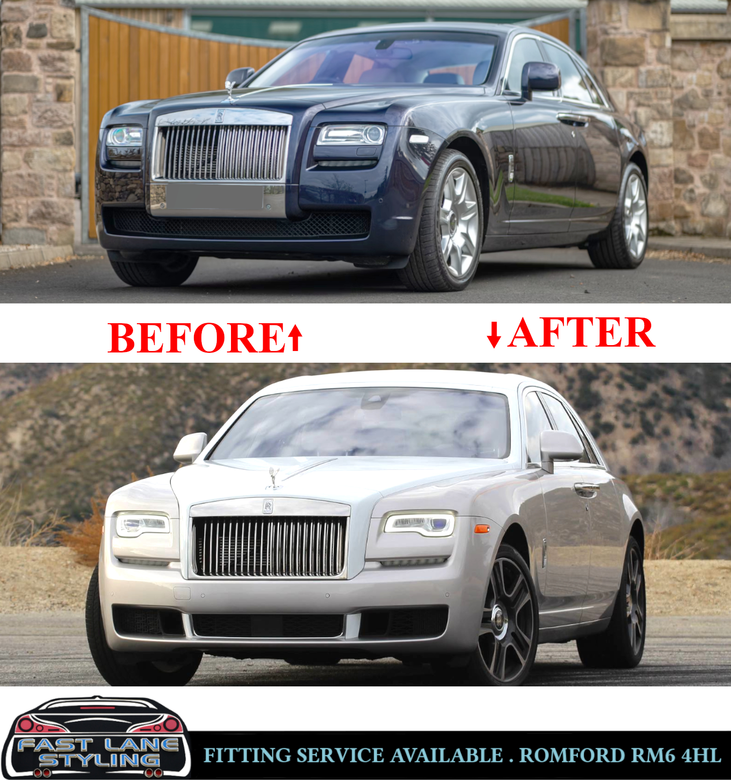 FOR ROLLS ROYCE GHOST 2010-2014 TO FACELIFT 2018-2020 BODYKIT BUMPER HEADLIGHTS - Image 3