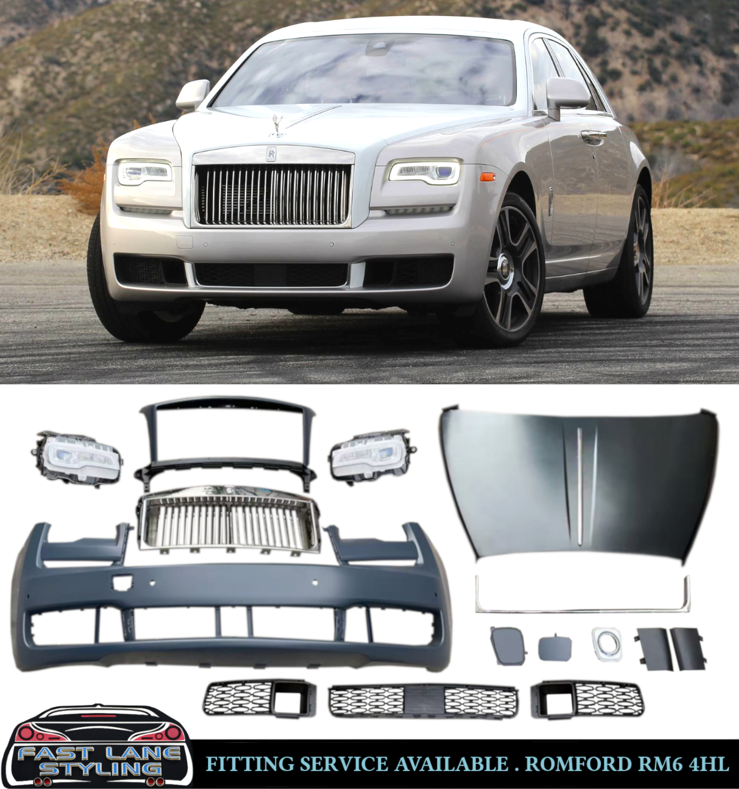 FOR ROLLS ROYCE GHOST 2010-2014 TO FACELIFT 2018-2020 BODYKIT BUMPER HEADLIGHTS