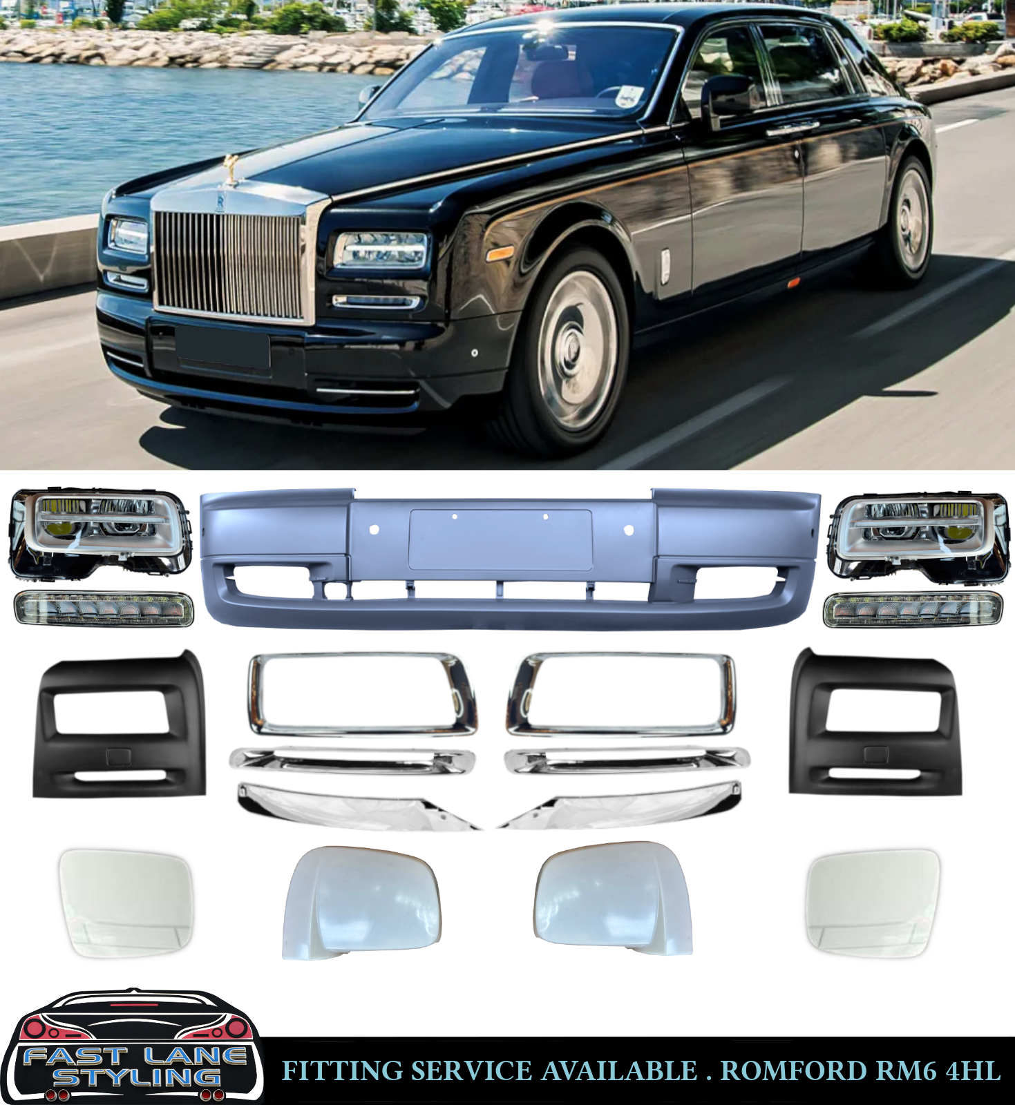 FOR ROLLS ROYCE PHANTOM 2004-12 TO 2013-17 FACELIFT BODYKIT BUMPER HEADLIGHTS