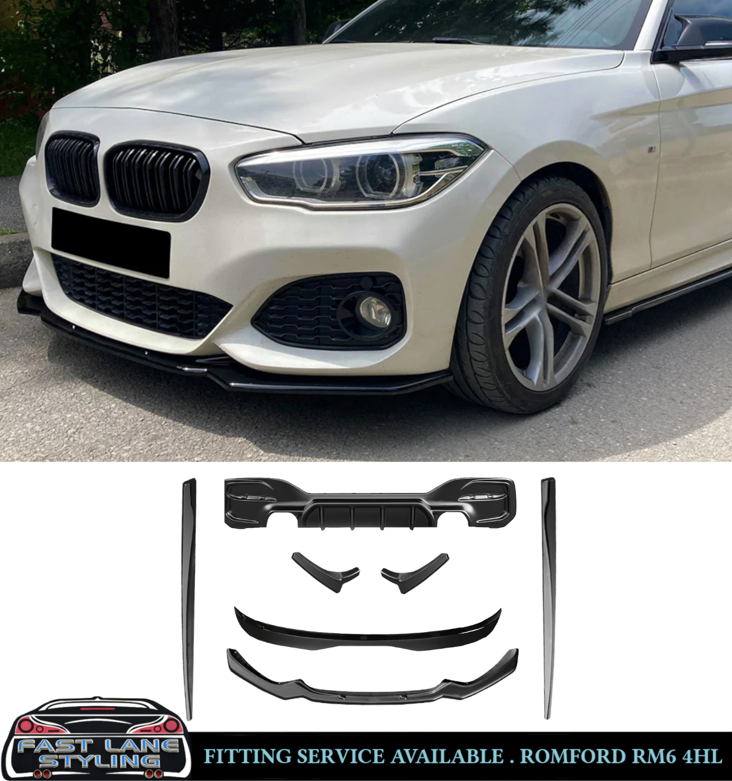 GLOSS BLACK BODY KIT FRONT LIP SPLITTER DIFFUSER FOR BMW 1 SERIES F20 F21 2015+