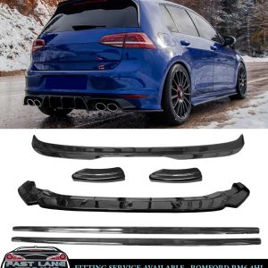 FOR VW GOLF MK7.5 R 2017-2020 GLOSS BLACK KIT FRONT SPLITTER SIDE SKIRTS SPOILER