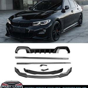 GLOSS BLACK BODY KIT FOR BMW 3 SERIES G20 18-22 FRONT SPLITTER DIFFUSER SPOILER
