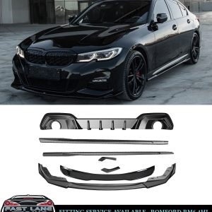 GLOSS BLACK BODY KIT FOR BMW 3 SERIES G20 18-22 FRONT SPLITTER DIFFUSER SPOILER
