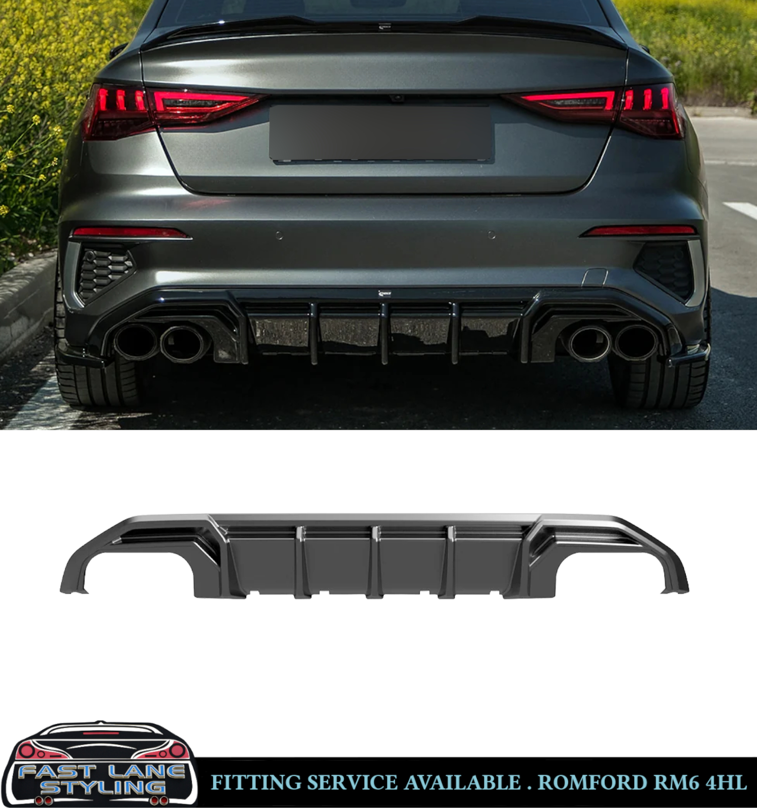 GLOSS BLACK BODY KIT FRONT SPLITTER DIFFUSER SPOILER FOR A3 & S3 S-LINE 20-24 - Image 3
