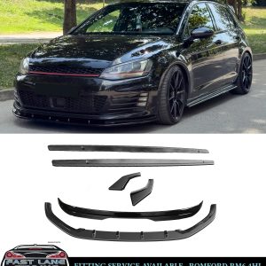 GLOSS BLACK BODY KIT FRONT LIP SPOILER SIDE BLADES FOR VW GOLF GTI MK7 2013-2016