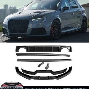 GLOSS BLACK BODY KIT FRONT LIP DIFFUSER SPOILER FOR RS3 8V SPORTBACK 2015-2016