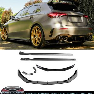 GLOSS BLACK BODYKIT FRONT LIP SPOILER SIDE SKIRTS FOR MERCEDES A45 W177 19-25