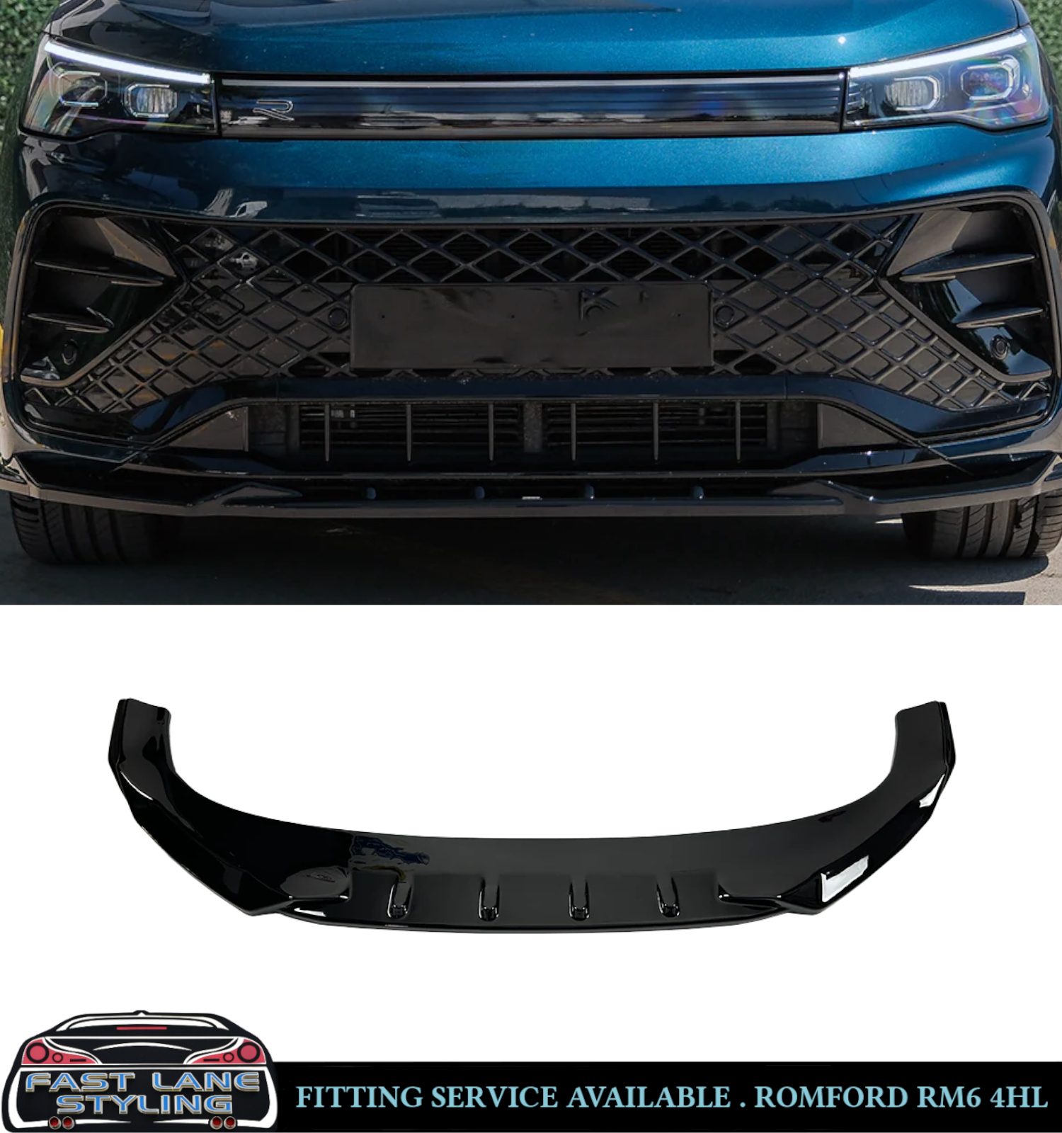 GLOSS BLACK BODY KIT FRONT SPLITTER DIFFUSER SPOILER FOR VW TIGUAN R-LINE 2024+ - Image 2