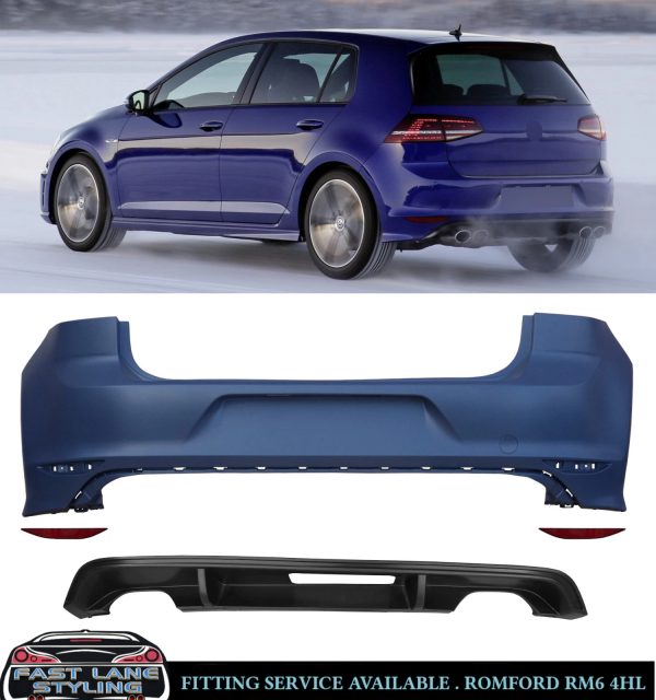 FRONT AND REAR BUMPER BODYKIT GOLF R CONVERSION PRIMED FOR VW GOLF MK7 ...