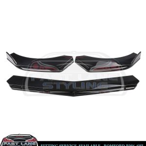 UNIVERSAL 3PC FRONT BUMPER LIP SPLITTER SPOILER V STYLE GLOSS BLACK DOUBLE LAYER