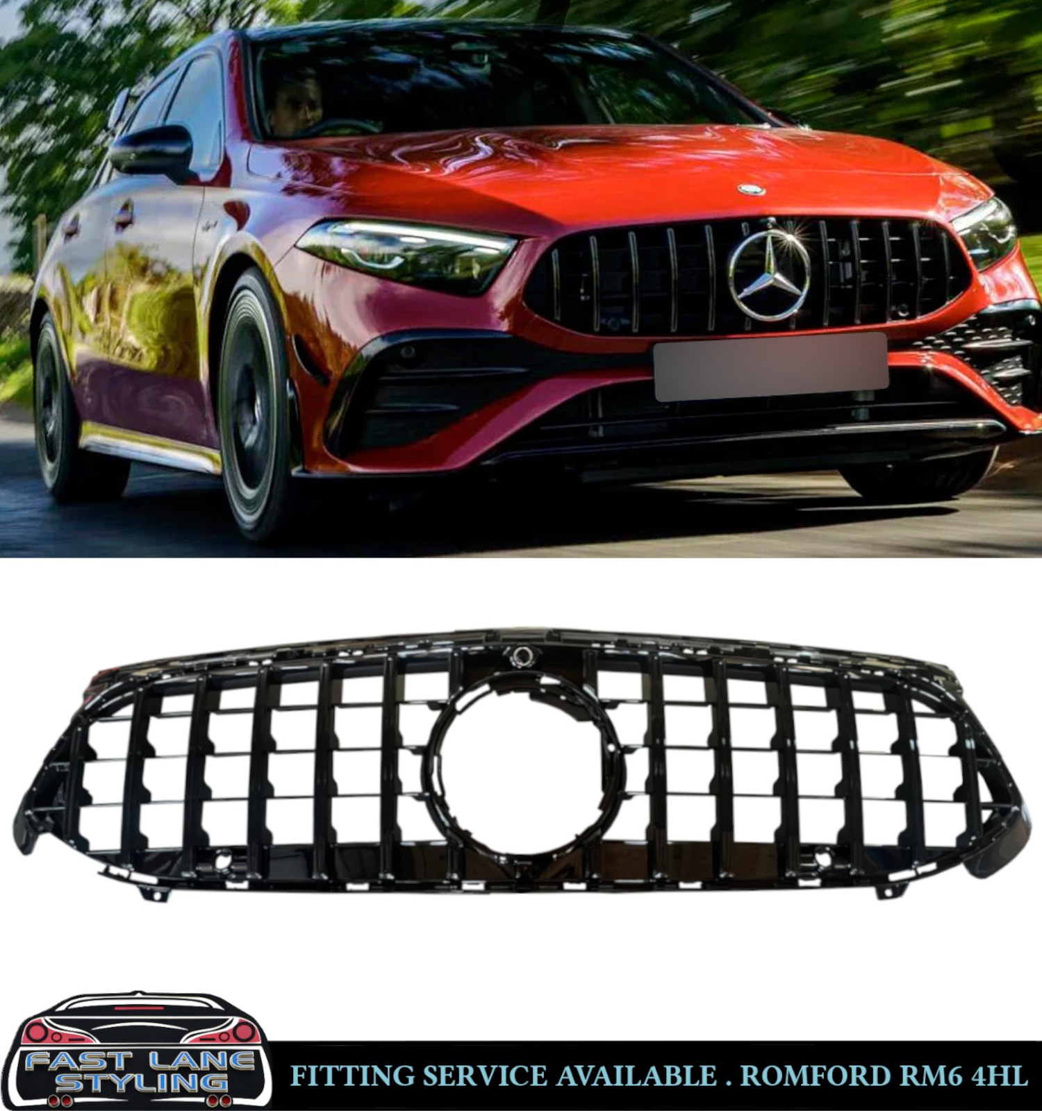 MERCEDES A CLASS W177 & V177 FACELIFT 2023+ GT STYLE GLOSS BLACK FRONT GRILLE