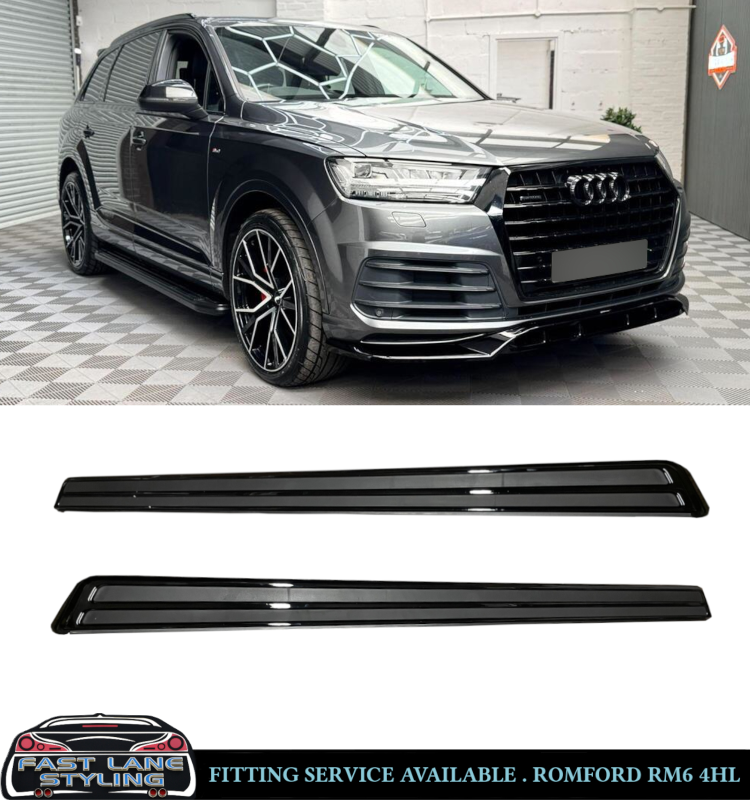 FOR AUDI Q7 4MB 2015-2023 NEW SHAPE OEM STYLE ALL BLACK SIDE STEPS