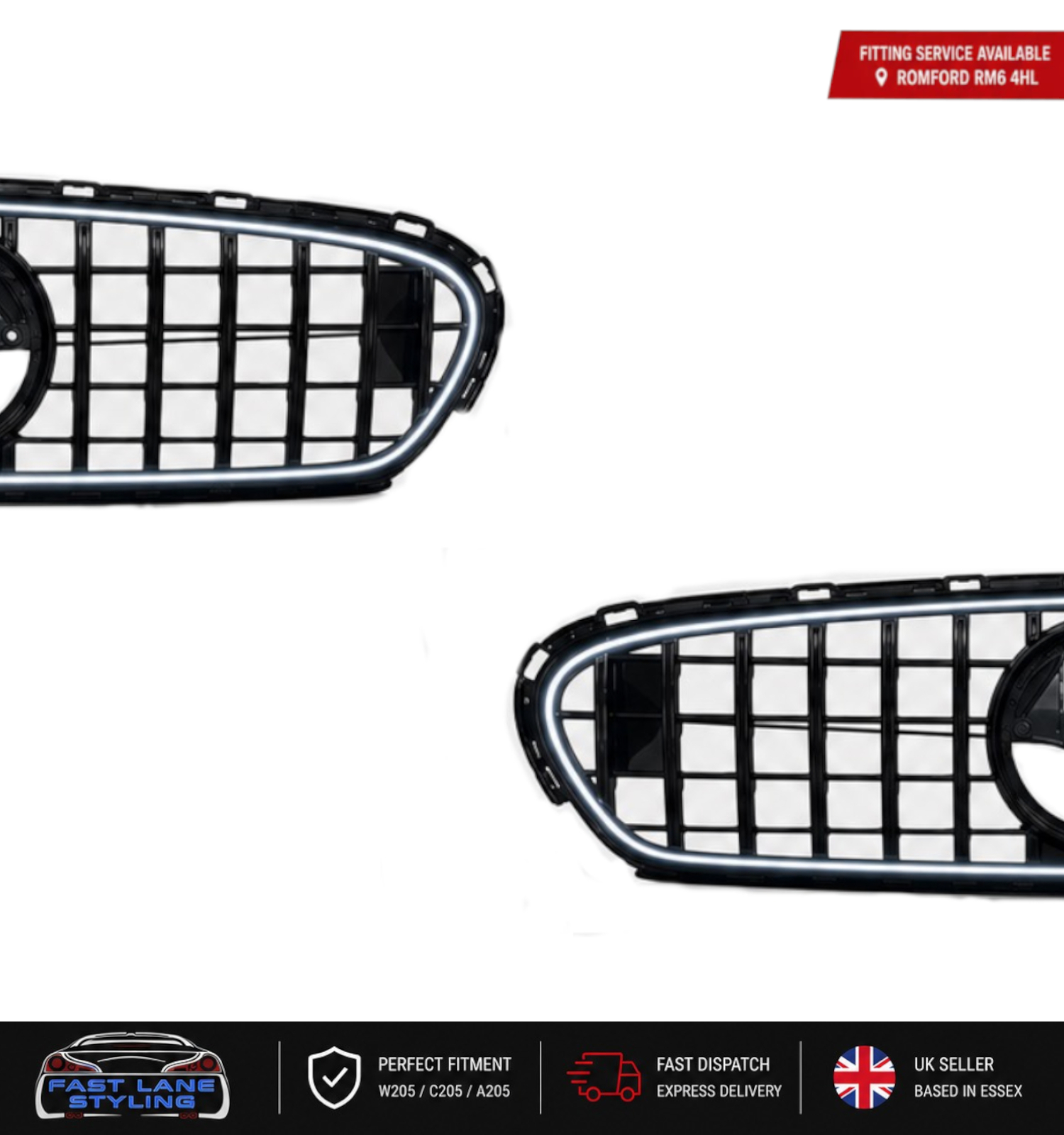 FOR MERCEDES GLC X254 2023-2026 GT GRILLE GLOSS BLACK WITH LED LIGHT UP 6000K - Image 2